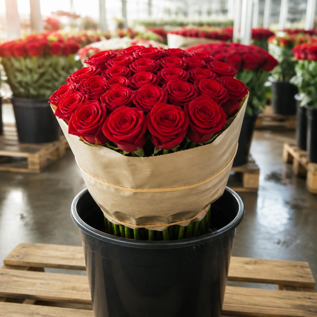 Rosa a stelo lungo confezione